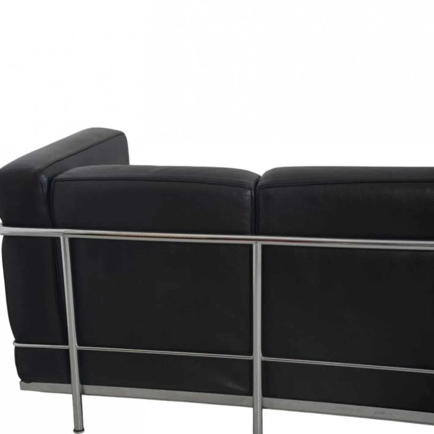 Schwarzes LC2 3-Sitzer Ledersofa von Le Corbusier, 2000er