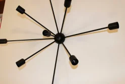 Schwarze Vintage Sputnik Wandlampe mit 9 Armen von Juanma Lizana