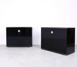 Schwarz lackierte Schränke von Pierre Vandel, 1970er, 2er Set
