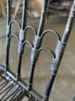 Schwarz lackierte Vintage Rattan Sitzbank