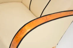 Schwedische Art Deco Armlehnstühle aus Leder & Birkenholz, 1930er, 2er Set