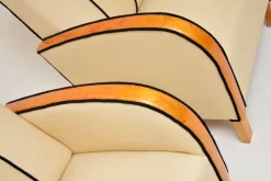 Schwedische Art Deco Armlehnstühle aus Leder & Birkenholz, 1930er, 2er Set
