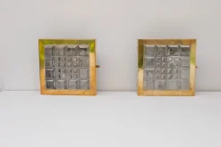 Schwedische Brutalistische Glas und Messing Wandlampen von Falkenbergs Belysning, 2er Set
