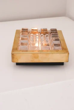 Schwedische Brutalistische Glas und Messing Wandlampen von Falkenbergs Belysning, 2er Set