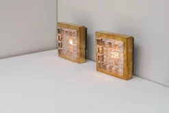 Schwedische Brutalistische Glas und Messing Wandlampen von Falkenbergs Belysning, 2er Set