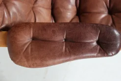 Schwedischer Mona Roto Drehstuhl aus Buche & Cognacfarbenem Leder von Sam Larsson, 1970er