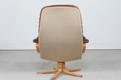 Schwedischer Mona Roto Drehstuhl aus Buche & Cognacfarbenem Leder von Sam Larsson, 1970er