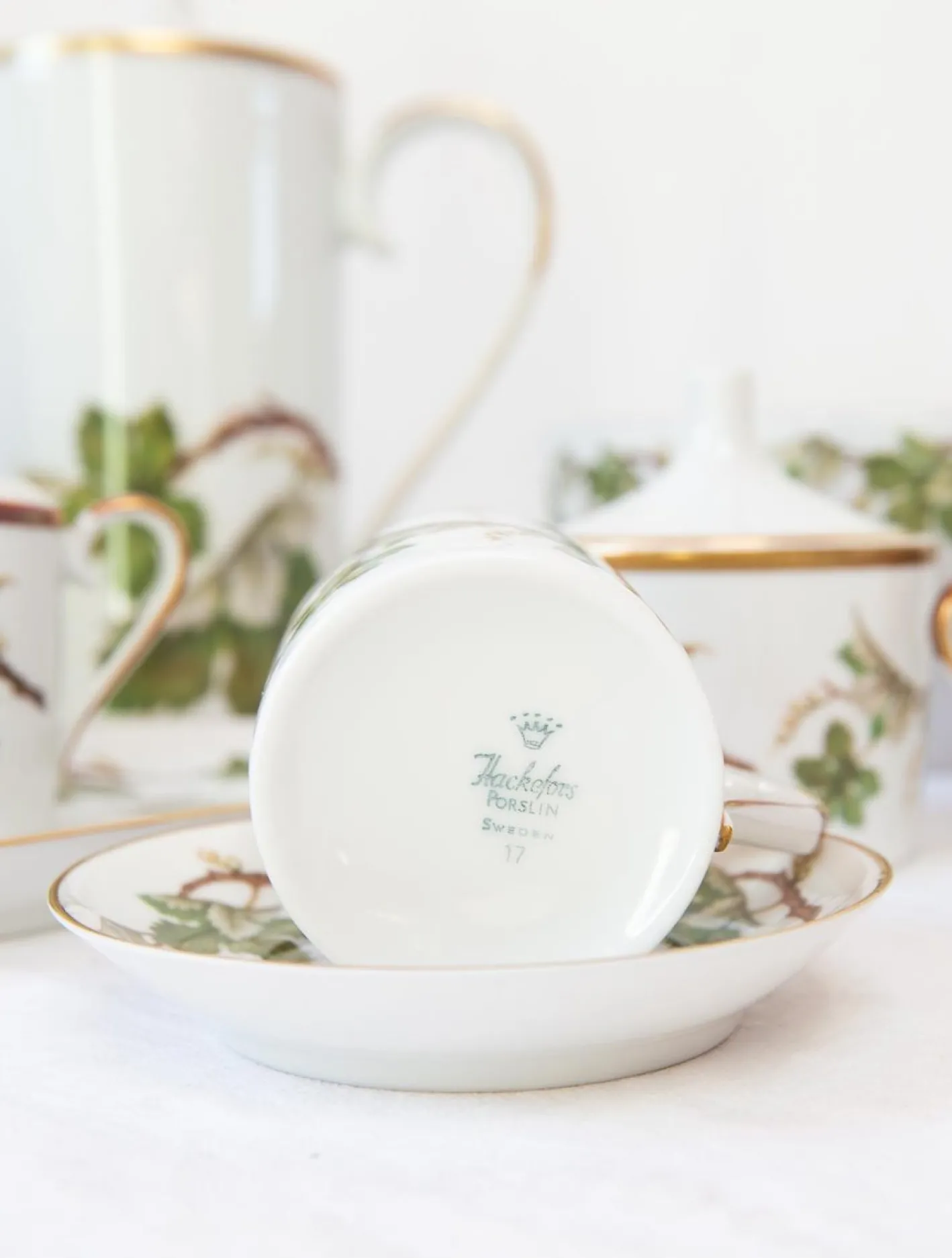 Schwedisches Kaffeeservice aus Porzellan von Hackefors, 1970er, 29 . Set