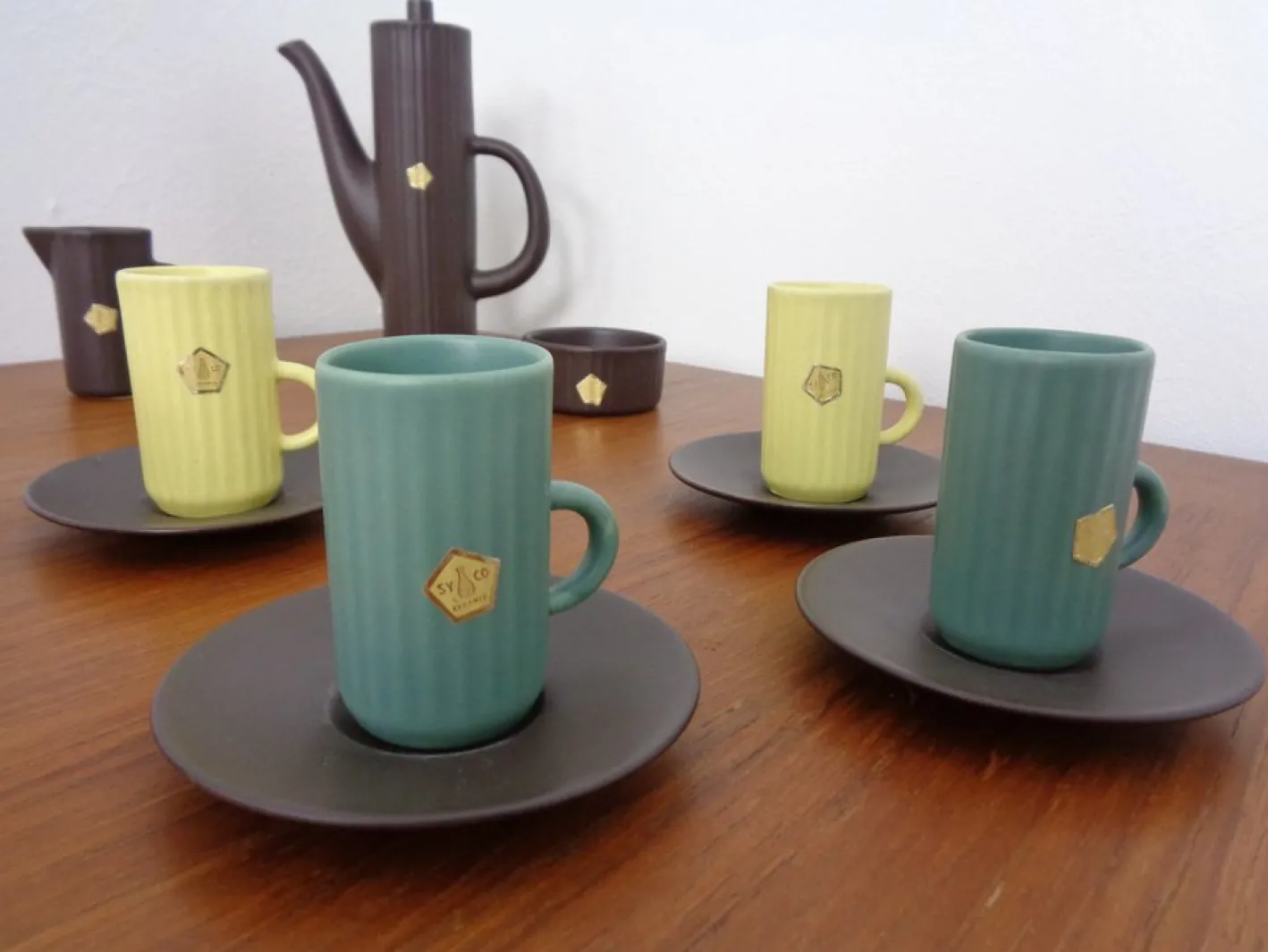 Schwedisches Syco Mokka Service, 1950er, 15er Set