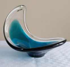 Schwedische Vintage Coquille Art Glasschale von Flygsfors, 1960er