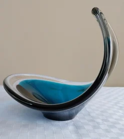Schwedische Vintage Coquille Art Glasschale von Flygsfors, 1960er