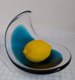 Schwedische Vintage Coquille Art Glasschale von Flygsfors, 1960er