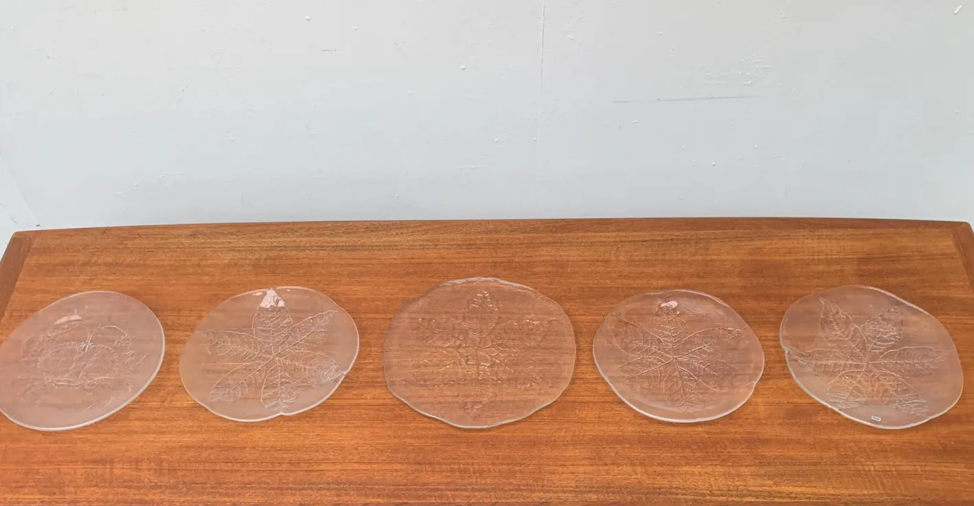 Schwedische Vintage Glas Teller & Krabben Teller von Ann Wärff für Kosta Boda, 7er Set