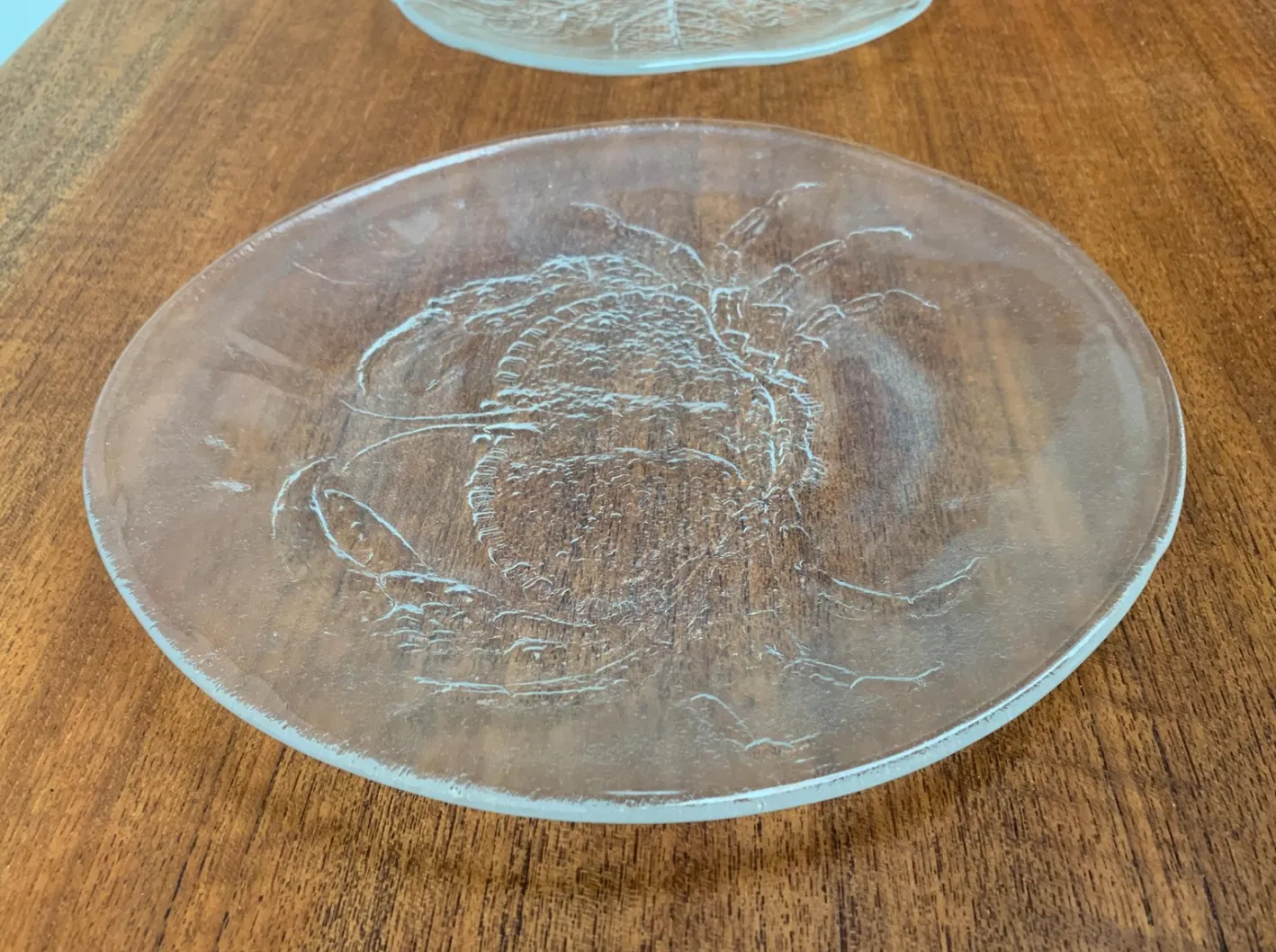 Schwedische Vintage Glas Teller & Krabben Teller von Ann Wärff für Kosta Boda, 7er Set