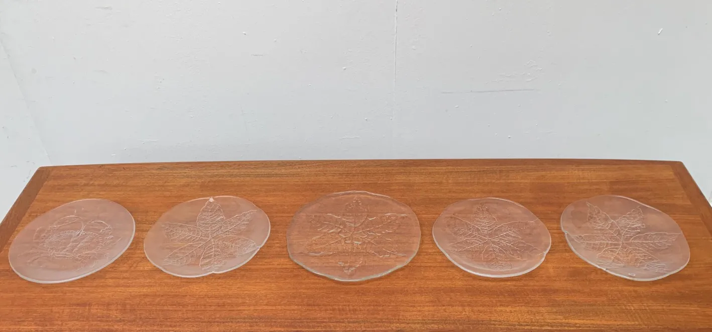 Schwedische Vintage Glas Teller & Krabben Teller von Ann Wärff für Kosta Boda, 7er Set