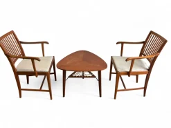 Schwedische Vintage Stühle & Dreieckiger Couchtisch von Carl Malmsten für Bodafors, 1950er, 3er Set