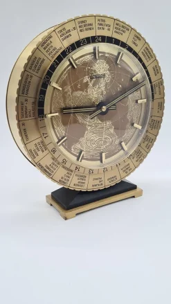 Schweizer Condor Tischuhr mit Weltkarte, 1950er