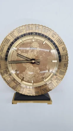 Schweizer Condor Tischuhr mit Weltkarte, 1950er