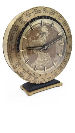 Schweizer Condor Tischuhr mit Weltkarte, 1950er