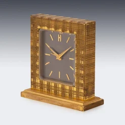 Schweizer Vintage Tischuhr aus vergoldetem Messing von Hermès, 1960er
