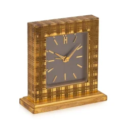 Schweizer Vintage Tischuhr aus vergoldetem Messing von Hermès, 1960er