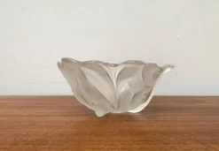 Schwere deutsche Vintage Glasschale mit Blumenmuster von Walther Glas, 1970er