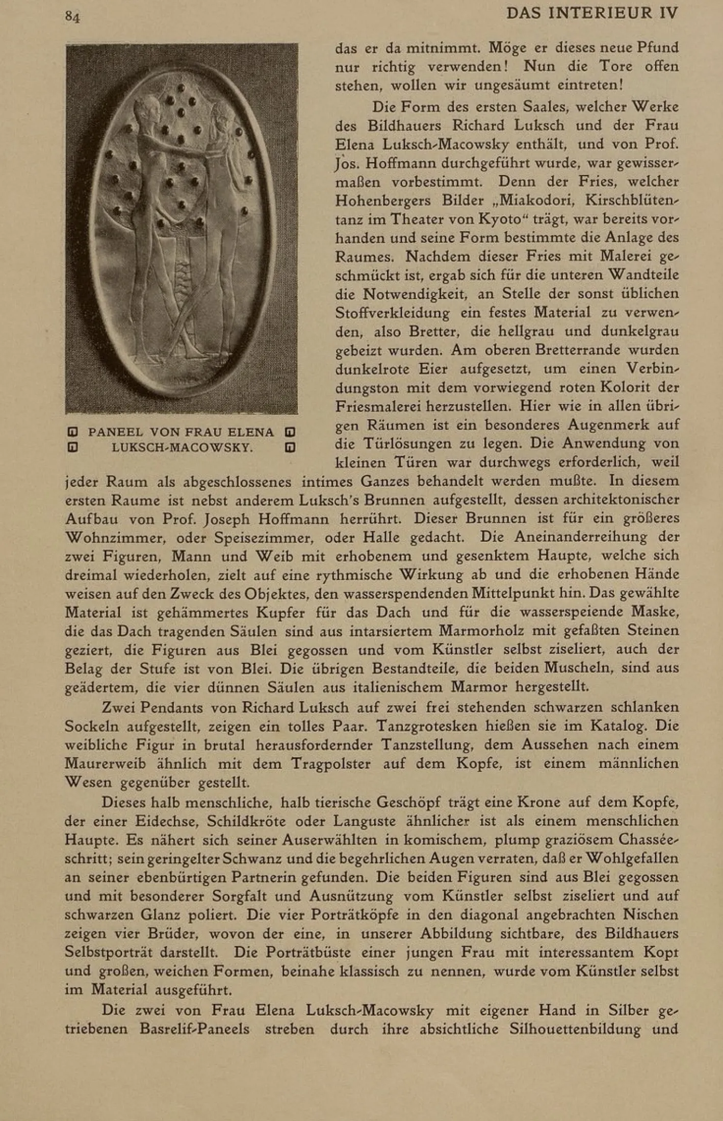 Secession Relief mit zwei weiblichen Akten und einer Weinrebe von Elena Luksch-Makowsky, Wien, 1903