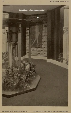 Secession Relief mit zwei weiblichen Akten und einer Weinrebe von Elena Luksch-Makowsky, Wien, 1903