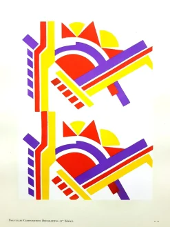Serge Gladky - Bunte Art Deco Komposition - Original Pochoir C.1925