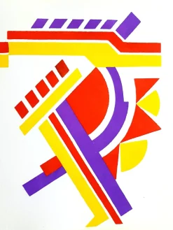 Serge Gladky - Bunte Art Deco Komposition - Original Pochoir C.1925