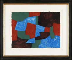 Serge Poliakoff, Komposition Blau, Grün und Rot, 1961, Gerahmt