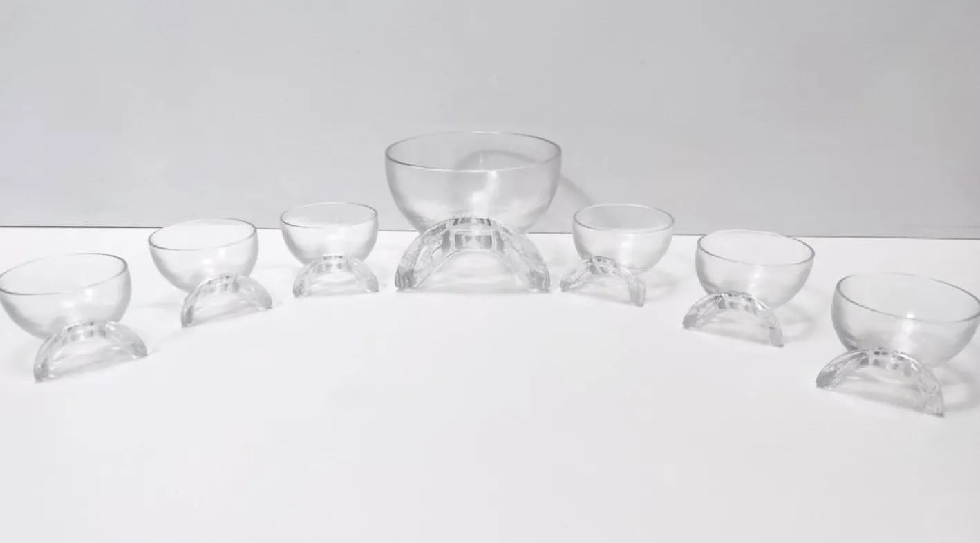 Servierschalen aus Kristallglas von Taddei Sestini für Kristall Krisla, 1970er, 7 Set