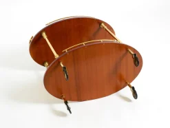 Servierwagen aus Kirschrotem Ziegenleder von Aldo Tura, Italien, 1960er