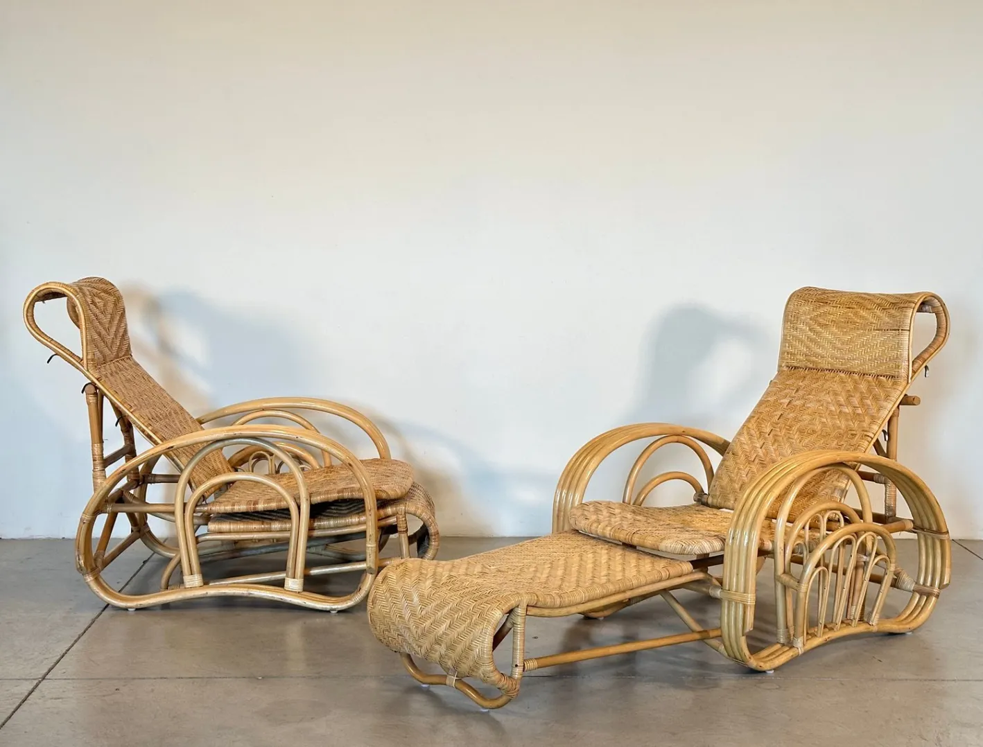 Set aus Bambus Sesseln, 1980er