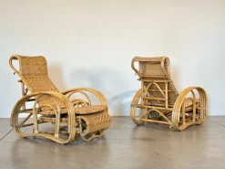 Set aus Bambus Sesseln, 1980er