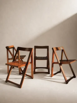 Set of 4 Mid-Century Modern Trieste Walnuss Klappstühle, 1960er, 4er Set