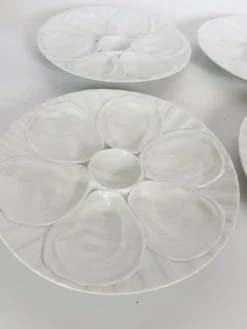 Set von 4 Majolika Teller aus weißer Keramik, Frankreich, 1980er, 4er Set