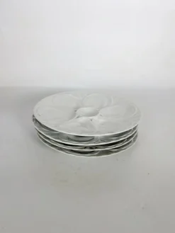 Set von 4 Majolika Teller aus weißer Keramik, Frankreich, 1980er, 4er Set