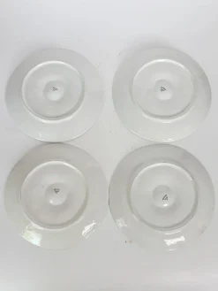 Set von 4 Majolika Teller aus weißer Keramik, Frankreich, 1980er, 4er Set