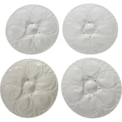 Set von 4 Majolika Teller aus weißer Keramik, Frankreich, 1980er, 4er Set