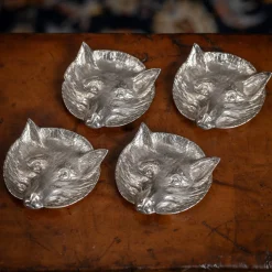 Silberfuchs Kopfplatten von Asprey & Co., 1980er, 4er Set