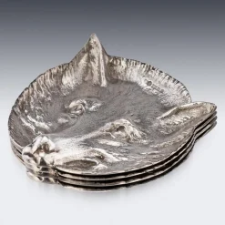 Silberfuchs Kopfplatten von Asprey & Co., 1980er, 4er Set