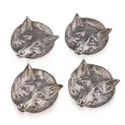 Silberfuchs Kopfplatten von Asprey & Co., 1980er, 4er Set