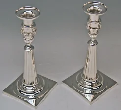 Silberne Kerzenständer von Haller, Augsburg, 2 . Set