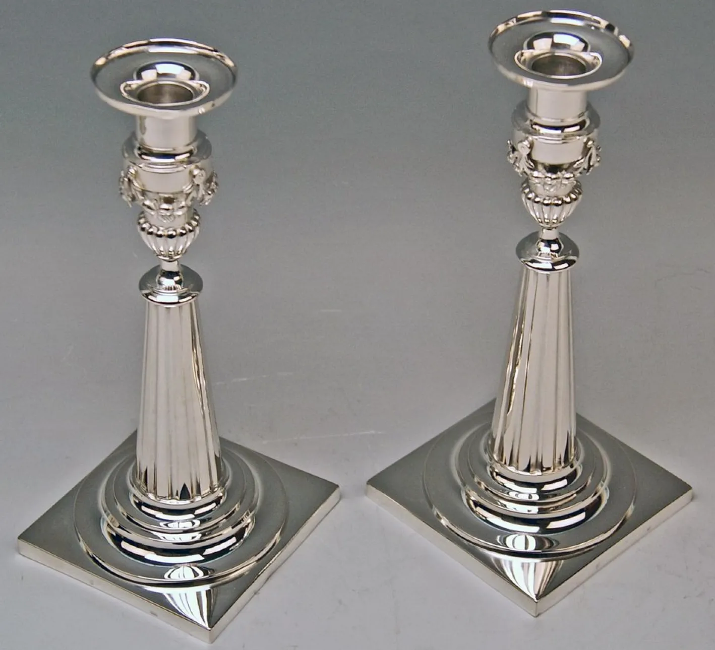 Silberne Kerzenständer von Haller, Augsburg, 2 . Set