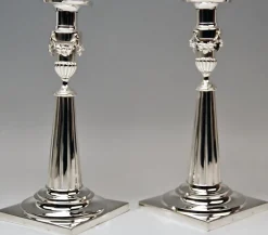 Silberne Kerzenständer von Haller, Augsburg, 2 . Set