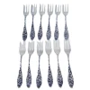 Silberne Kuchengabeln mit erhabenen Griffen und Pflanzenmotiven, 12 . Set