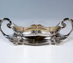 Silberner Jugendstil Jardiniere mit geschliffenem Glaseinsatz von Wilhelm Binder, Deutschland, 1900er