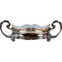 Silberner Jugendstil Jardiniere mit geschliffenem Glaseinsatz von Wilhelm Binder, Deutschland, 1900er