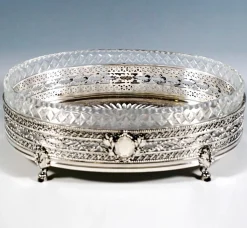 Silberner Jugendstil Jardiniere mit Glaseinsatz von JC Klinkosch, 1900